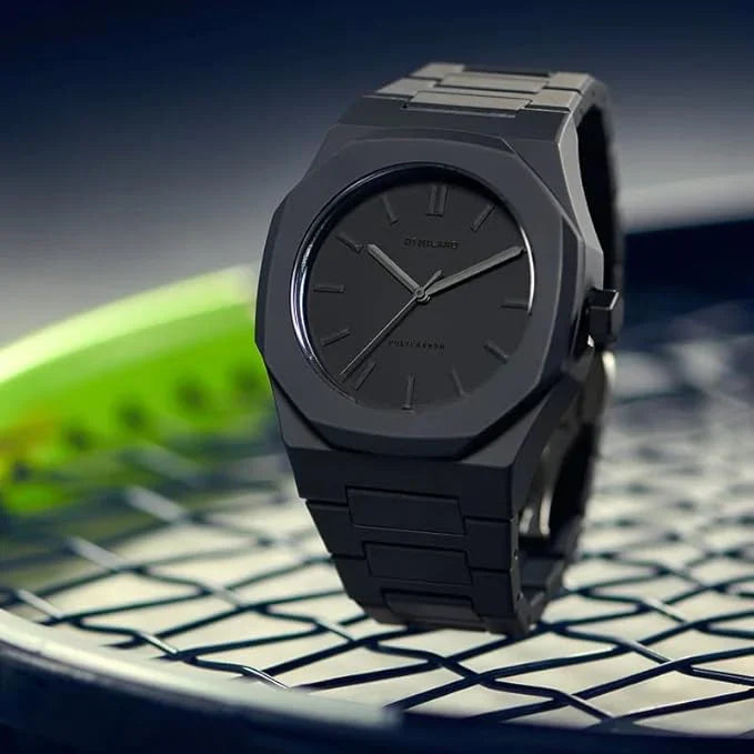 plastic material - Black Dial Men's Watch Quartz Movement - Sleek and Stylish Timepiece with Durability and Elegance for the Modern Gentleman, Shadow Black Regular | FREE DELIVERY