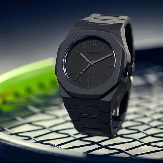 plastic material - Black Dial Men's Watch Quartz Movement - Sleek and Stylish Timepiece with Durability and Elegance for the Modern Gentleman, Shadow Black Regular | FREE DELIVERY