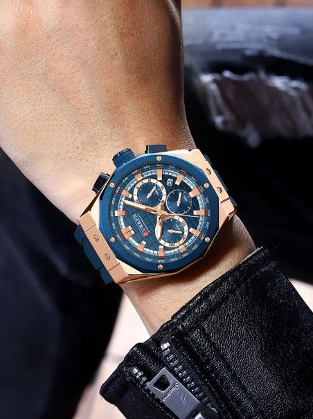 CURREN 8462 New New Men Watches Multi Functional Date Waterproof Silicone Strap Top Sports Wristwatch Quartz Watch for Men | FREE DELIVERY