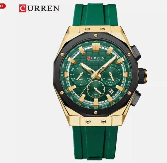 Men’s Chronograph Watch Gold Blue Sport Quartz Luminous Waterproof | FREE DELIVERY